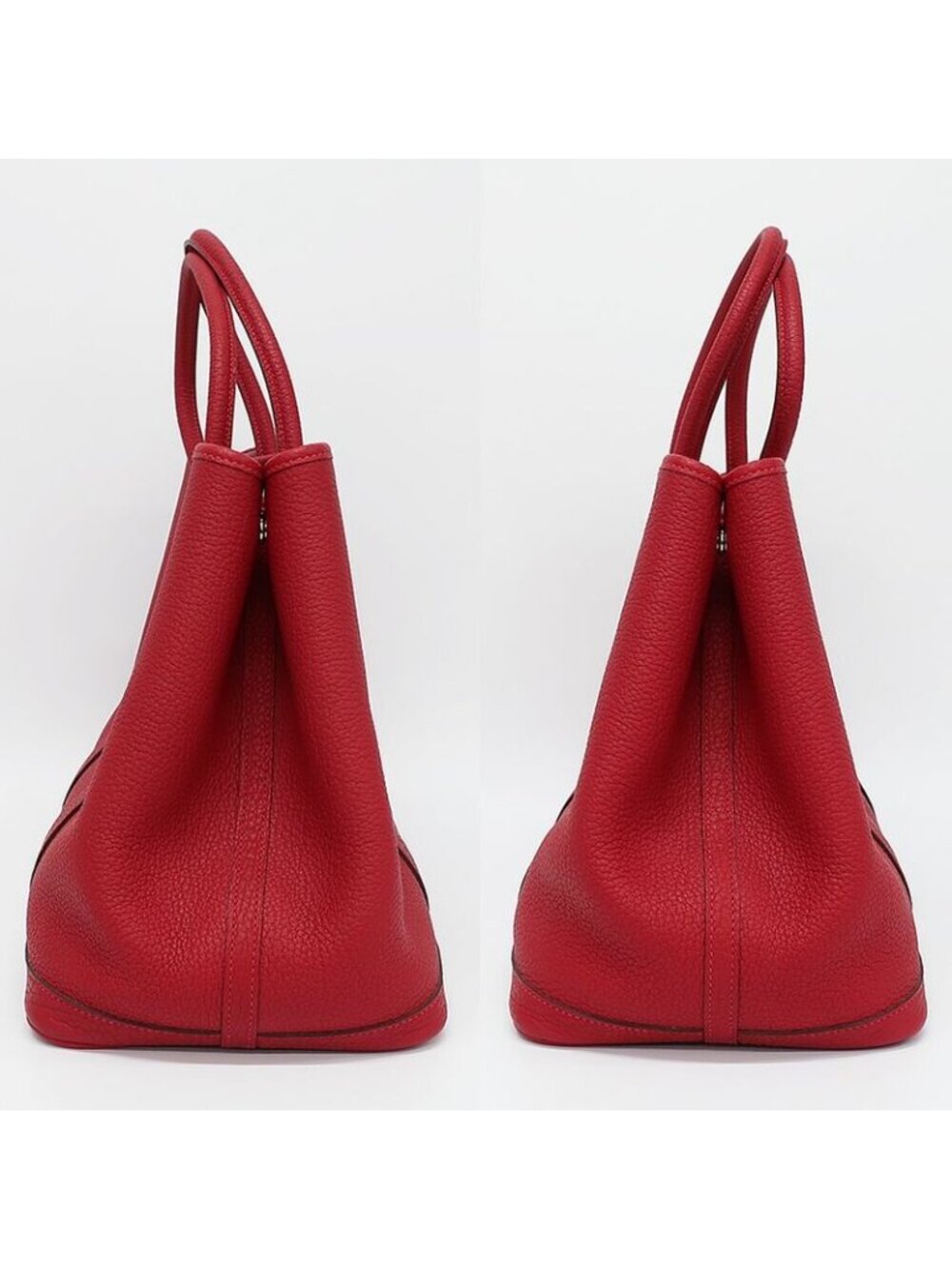 Hermes Garden Party PM Handbag Red Silver Hardware Negonda T Stamp - Picture 4 of 10